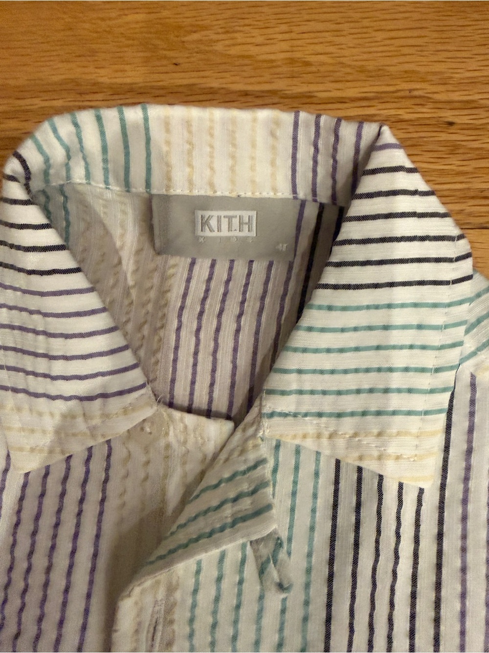 Kith Kids White Striped Shorts Set with Light Blue Accents - Picture 8 of 8